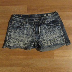 Miss Me Aztec Print Signature Shorts /Flap Pockets
